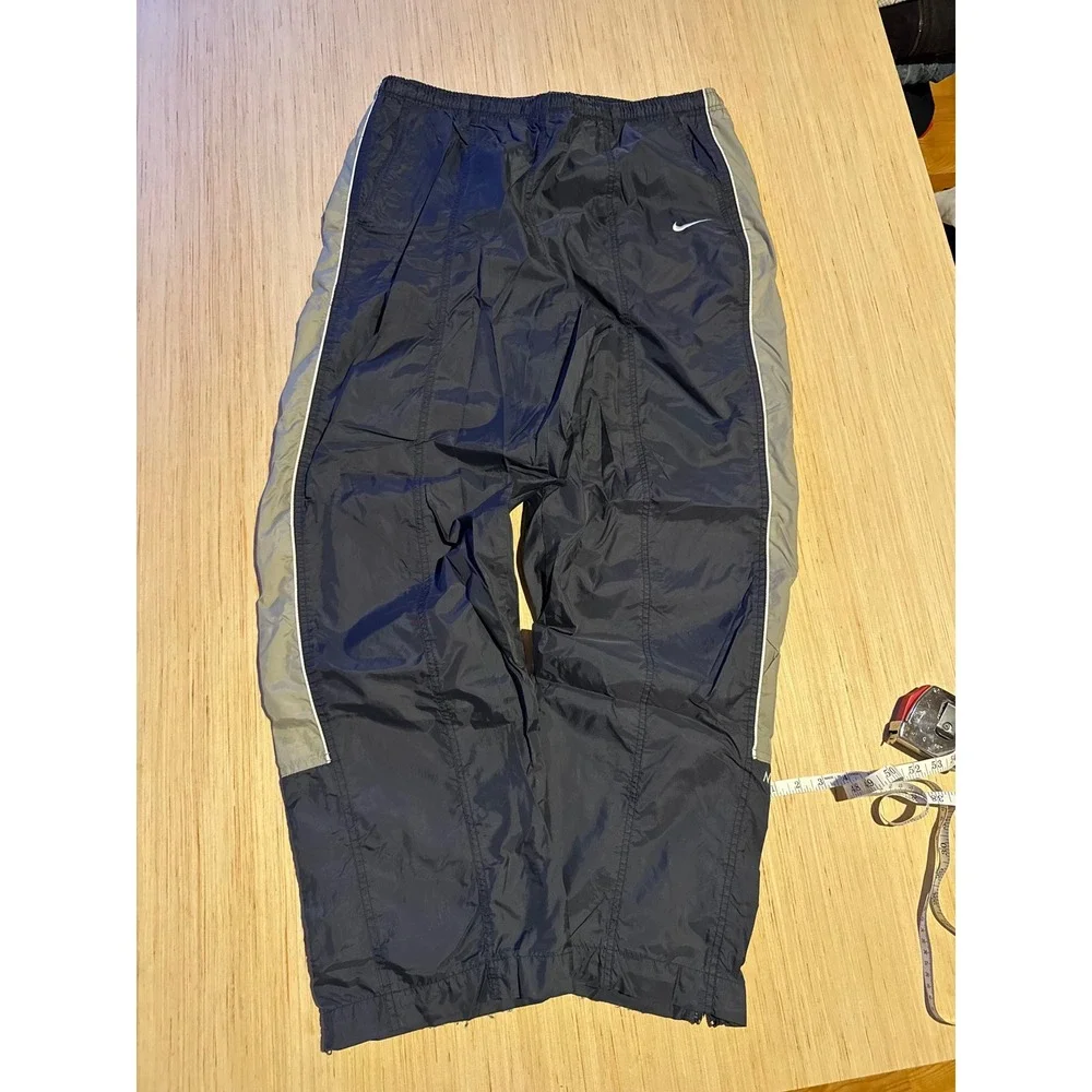 Nike Vintage Windbreaker Track Pants Navy Grey Mesh Lined XL Mens Athletic 37